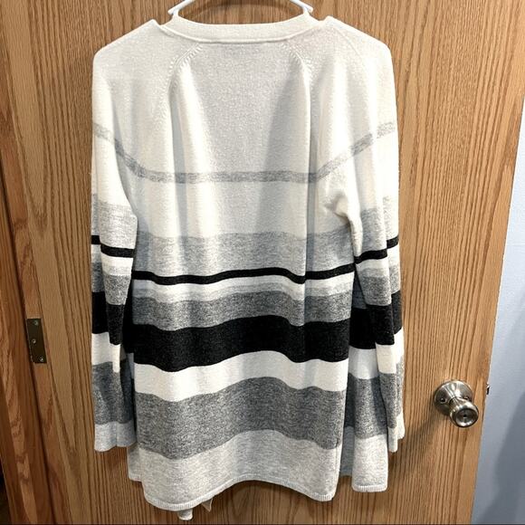 LOFT Wool Blend Open Waterfall Front Cardigan Longline Sweater Size Medium - Picture 2 of 6